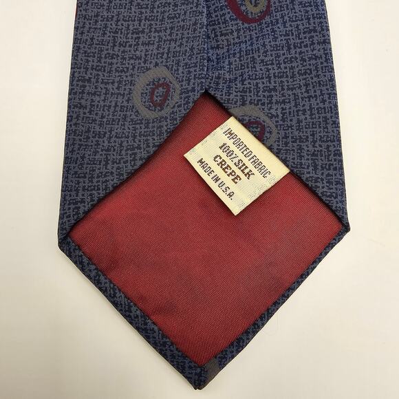 Vintage YSL Yves Saint Laurent Blue Abstract Geometric Tie Mens Silk USA 57" - Picture 4 of 5